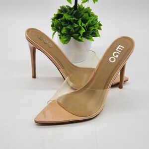 ♧ Ego Neema Perspex Clear Tan Patent Faux Leather Sandals Size UK 8